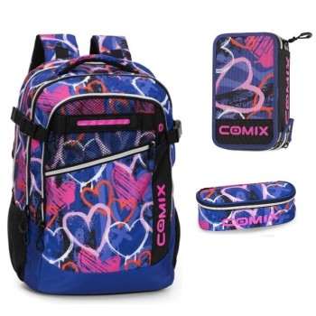 Zaino Organizzato + Astuccio 3 Zip + Astuccio Ovale COMIX WBS SPRAYHEART | Cloclorinda.it