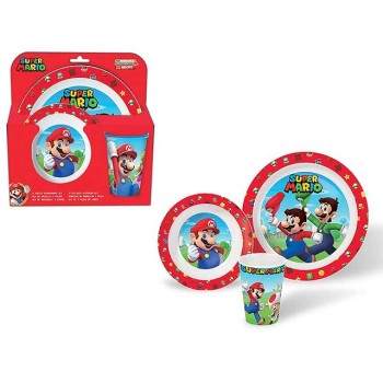 Super Mario. Set Piatti con Bicchiere | Cloclorinda.it