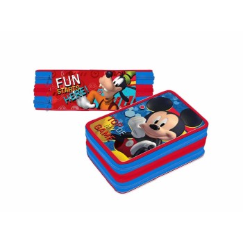 Astuccio Scuola 3 Zip Mickey Mouse Completo  | Cloclorinda.it