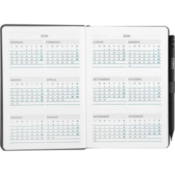 Agenda 12 Mesi 2026 Medium Settimanale - Agende COMIX Nero | Cloclorinda.it
