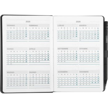 Agenda 12 Mesi 2026 Medium Settimanale - Agende COMIX Nero | Cloclorinda.it