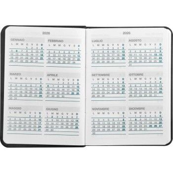 Agenda 12 Mesi 2026 Mini Giornaliera - Agende COMIX Nero | Cloclorinda.it