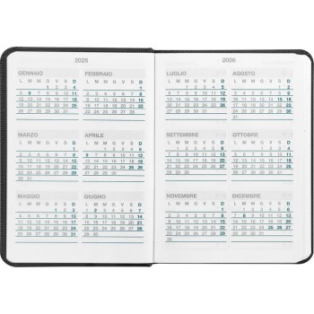 Agenda 12 Mesi 2026 Mini Giornaliera - Agende COMIX Nero | Cloclorinda.it