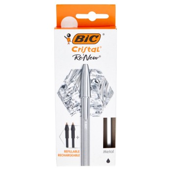 Bic Penna Sfera Con Cappuccio Cristal Re'New 1Mm Nero | Cloclorinda.it