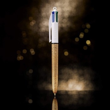 PENNA SFERA 4 COLOURS MEDIUM CHAMPAGNE GOLD BIC | Cloclorinda.it