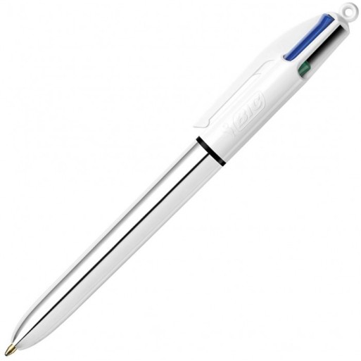 PENNA SFERA 4 COLOURS SHINE MEDIUM BIC ARGENTO | Cloclorinda.it
