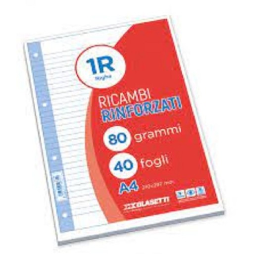 RICAMBI RINFORZATI 40 FOGLI A4 RIG. 1R BIANCHI | Cloclorinda.it