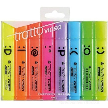 Confezione 8 evidenziatori Tratto Video Emoticon | Cloclorinda.it