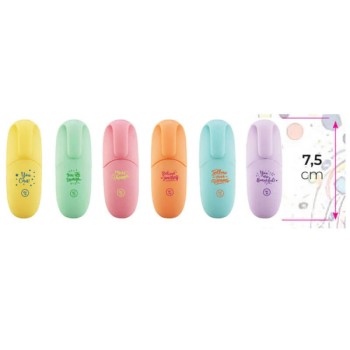 Mini Evidenziatori Pastel con Simpatiche Scritte Confezione 6 Pezzi | Cloclorinda.it