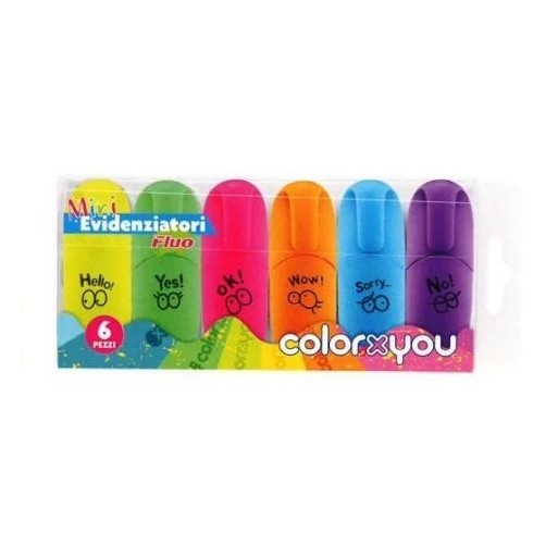 Set 6 Mini Evidenziatori Fluo – Color X You | Cloclorinda.it