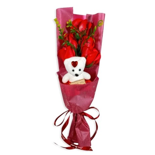 Mazzo rose profumate con orsetto in scatola regalo | Cloclorinda.it