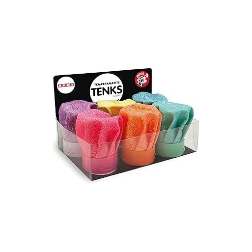 Temperamatite Tenks 3 Fori Glitter COLORI FLUO - ARDA | Cloclorinda.it