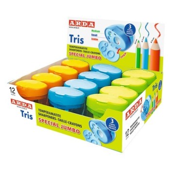 Espositore 12 temperamatite a 3 fori assortiti Arda | Cloclorinda.it