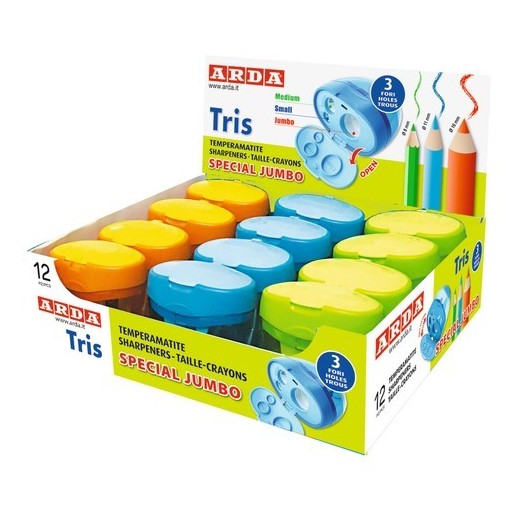 Espositore 12 temperamatite a 3 fori assortiti Arda | Cloclorinda.it