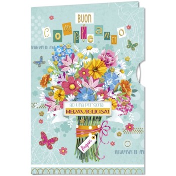 BIGLIETTO AUGURALE COMPLEANNO 11,5X17 FEMMINILE CON ROTELLA I DISCOLI CROMO | Cloclorinda.it