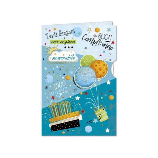 BIGLIETTO AUGURALE COMPLEANNO 11,5X17 CON ROTELLA I DISCOLI CROMO | Cloclorinda.it