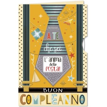 BIGLIETTO AUGURALE COMPLEANNO 11,5X17 CON ROTELLA I DISCOLI CROMO | Cloclorinda.it