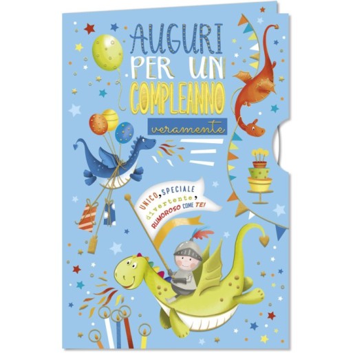 BIGLIETTO AUGURALE COMPLEANNO 11,5X17 BAMBINI CON ROTELLA I DISCOLI CROMO | Cloclorinda.it