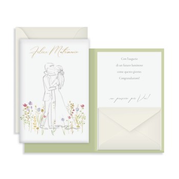 Biglietto Matrimonio Sposi bacio | Cloclorinda.it