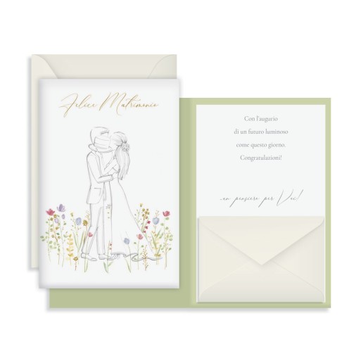 Biglietto Matrimonio Sposi bacio | Cloclorinda.it