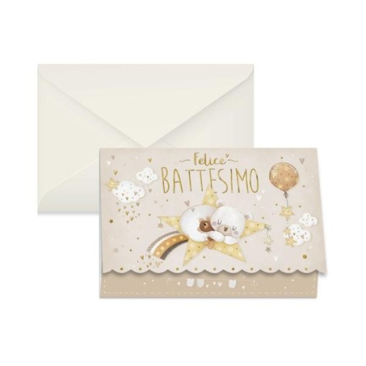 Biglietto Battesimo Orsetto neutro | Cloclorinda.it