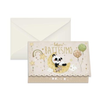 Biglietto Battesimo Panda neutro | Cloclorinda.it