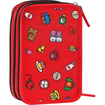 Astuccio 3 zip Hello kitty Rosso | Cloclorinda.it