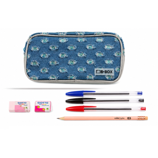Astuccio 2 Zip Completo con Set Scrittura BIC + Accessori Scuola | Cloclorinda.it