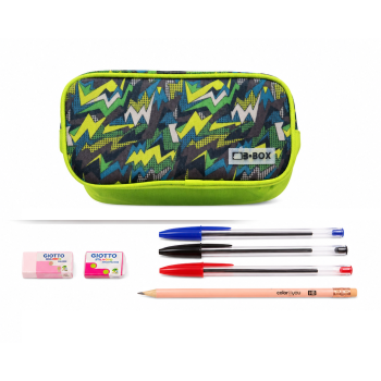 Astuccio 2 Zip Completo con Set Scrittura BIC + Accessori Scuola | Cloclorinda.it