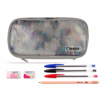 Astuccio 2 Zip Completo con Set Scrittura BIC + Accessori Scuola | Cloclorinda.it