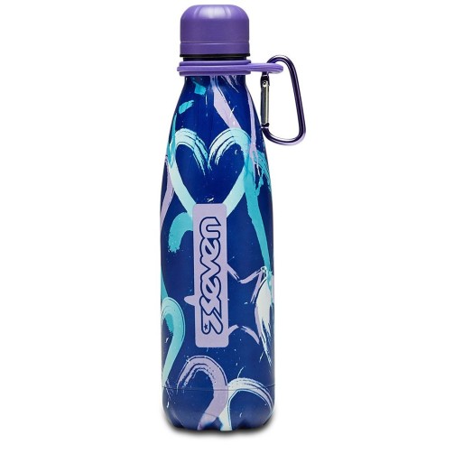 Borraccia Seven 500ML Inox 304 Termica con Moschettone Crystal Purple Girl | Cloclorinda