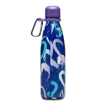 Borraccia Seven 500ML Inox 304 Termica con Moschettone Crystal Purple Girl | Cloclorinda