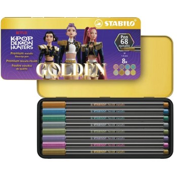 Set di pennarelli STABILO Pen 68 KPop Demon Hunters con astuccio – 8 colori metallizzati | Cloclorinda.it