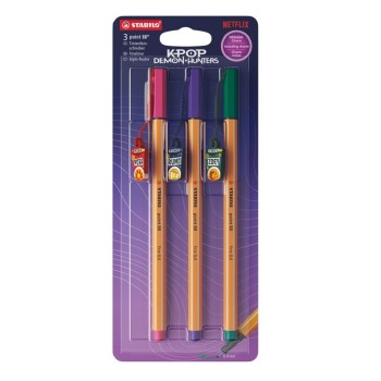 Set di penne STABILO POINT | 0,4 mm | KPop Demon Hunters – Blister da 3 pezzi | Cloclorinda.it