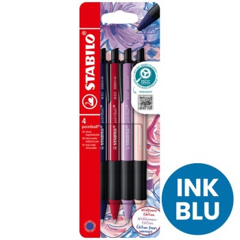 PENNA SFERA SCATTO POINTBALL NATURECOLORS WILDFLOWERS SET 4 COLORI (INKU BLU) STABILO | Cloclorinda.it