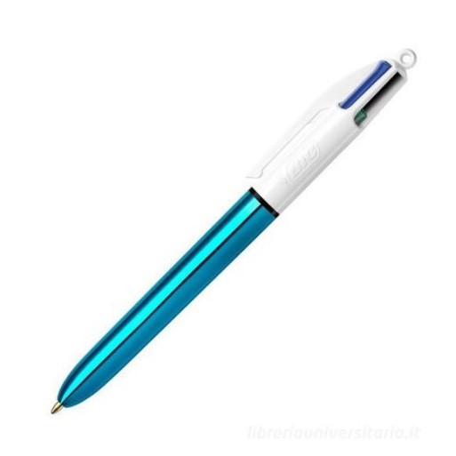 Penna Bic 4 Colori Shine Azzurra | Cloclorinda.it