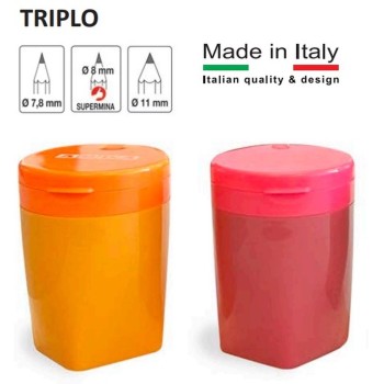 Arda - temperino triplo con serbatoio - 3 fori metal | Cloclorinda.it