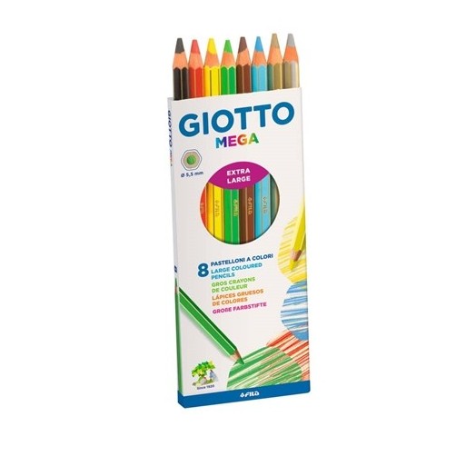 Pastelli Giotto Mega - assortiti - conf. 8 | Cloclorinda.it