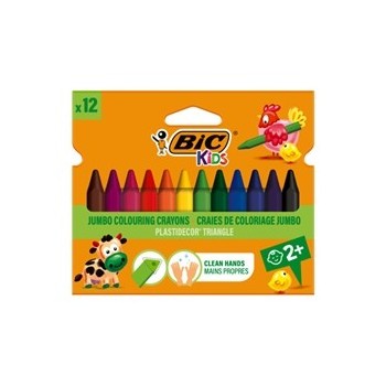 Pastelli a cera BIC Kids Plastidecor Triangle con fusto triangolare - conf. 12 | Cloclorinda.it
