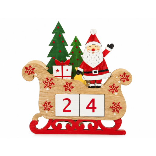 CALENDARIO AVVENTO SLITTA IN LEGNO | Cloclorinda.it