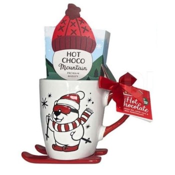 Tazza natalizia in ceramica da 300 ml con base a sci | Cloclorinda.it