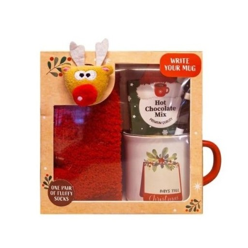 Scatola 4 pezzi con tazza di ceramica natalizia con bevanda | Cloclorinda.it